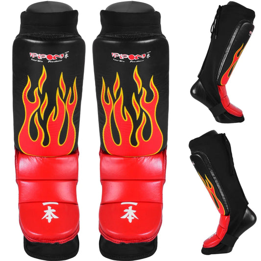 MAR-246D | Genuine Leather MMA Shin + Instep Leg Guards - Pads
