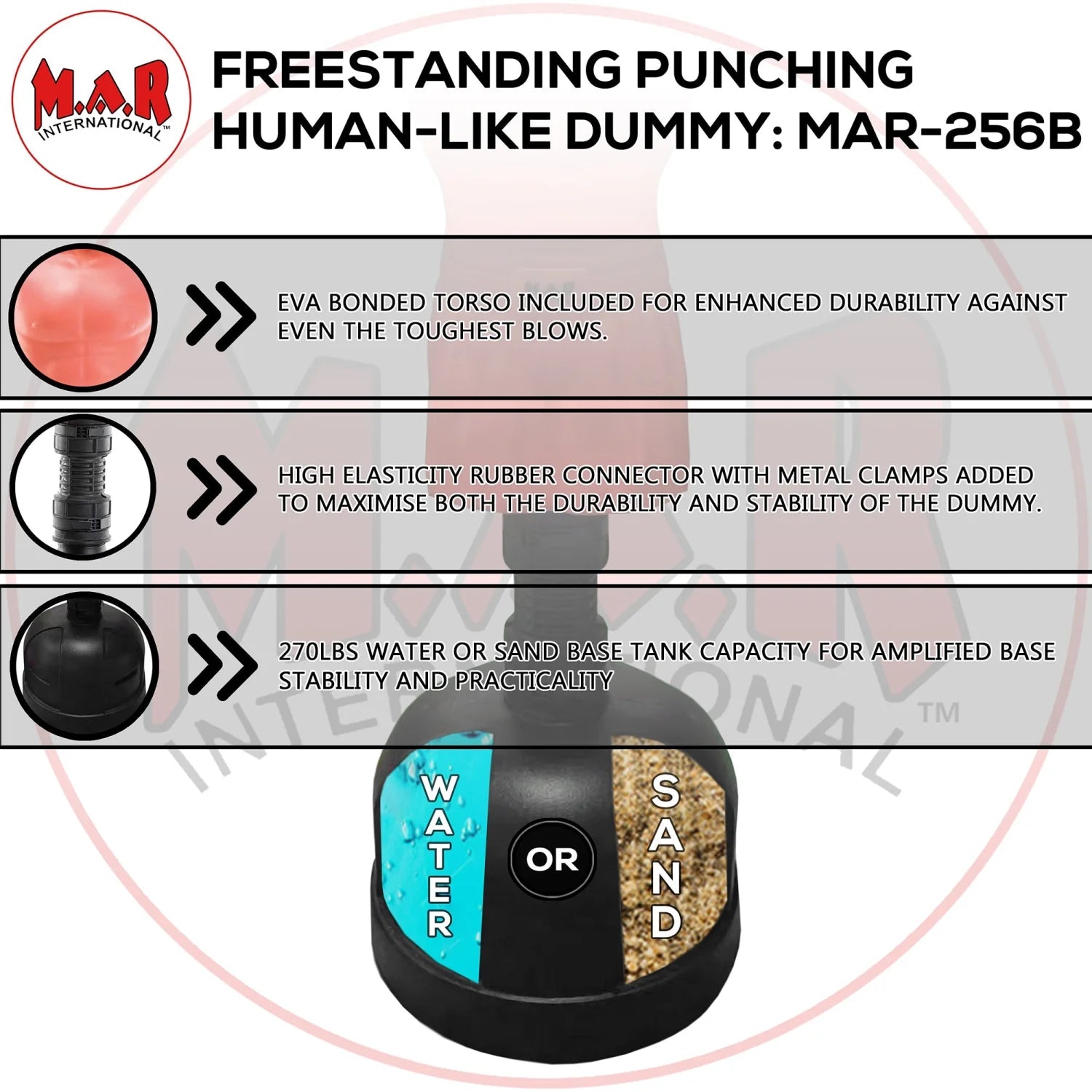 MAR-256B | Human-Like Freestanding Punching Torso (X-LARGE) - Freestanding Bag (2BL)