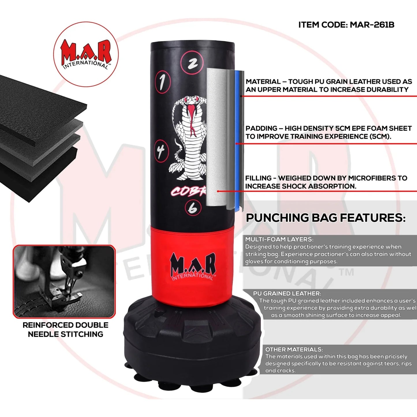 MAR-261B | Children’s Free Standing Punching Bag with Scoring Zones - Cobra - Freestanding Bag (2B)