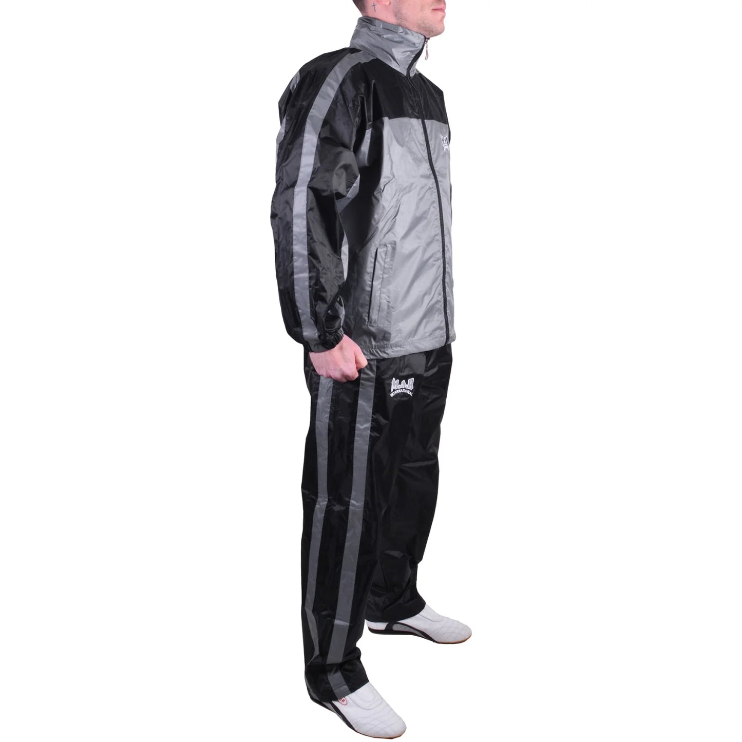 MAR-369A | Grey + Black Tracksuit (Sauna Suit/Sweatsuit) - Uniforms
