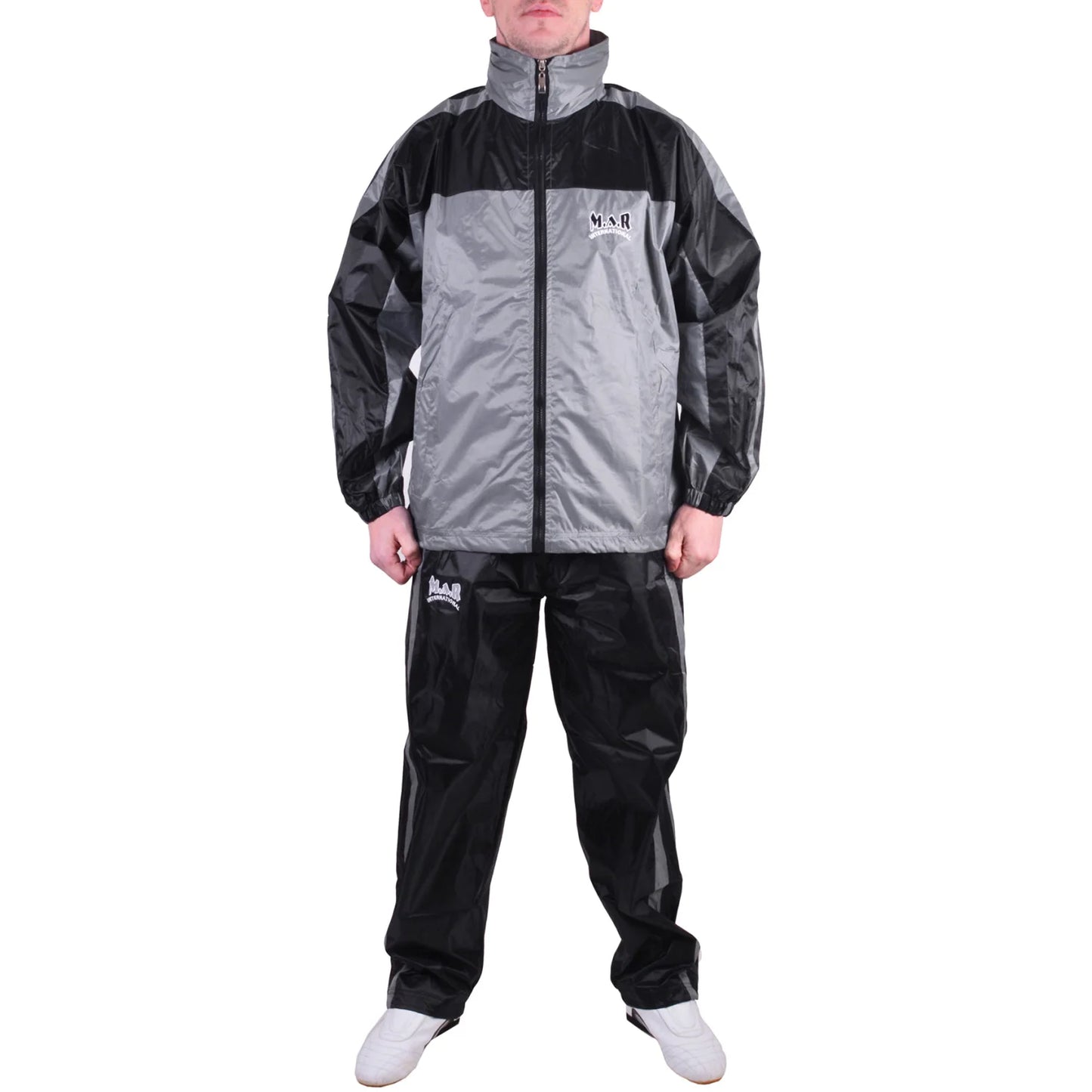 MAR-369A | Grey + Black Tracksuit (Sauna Suit/Sweatsuit) - Uniforms