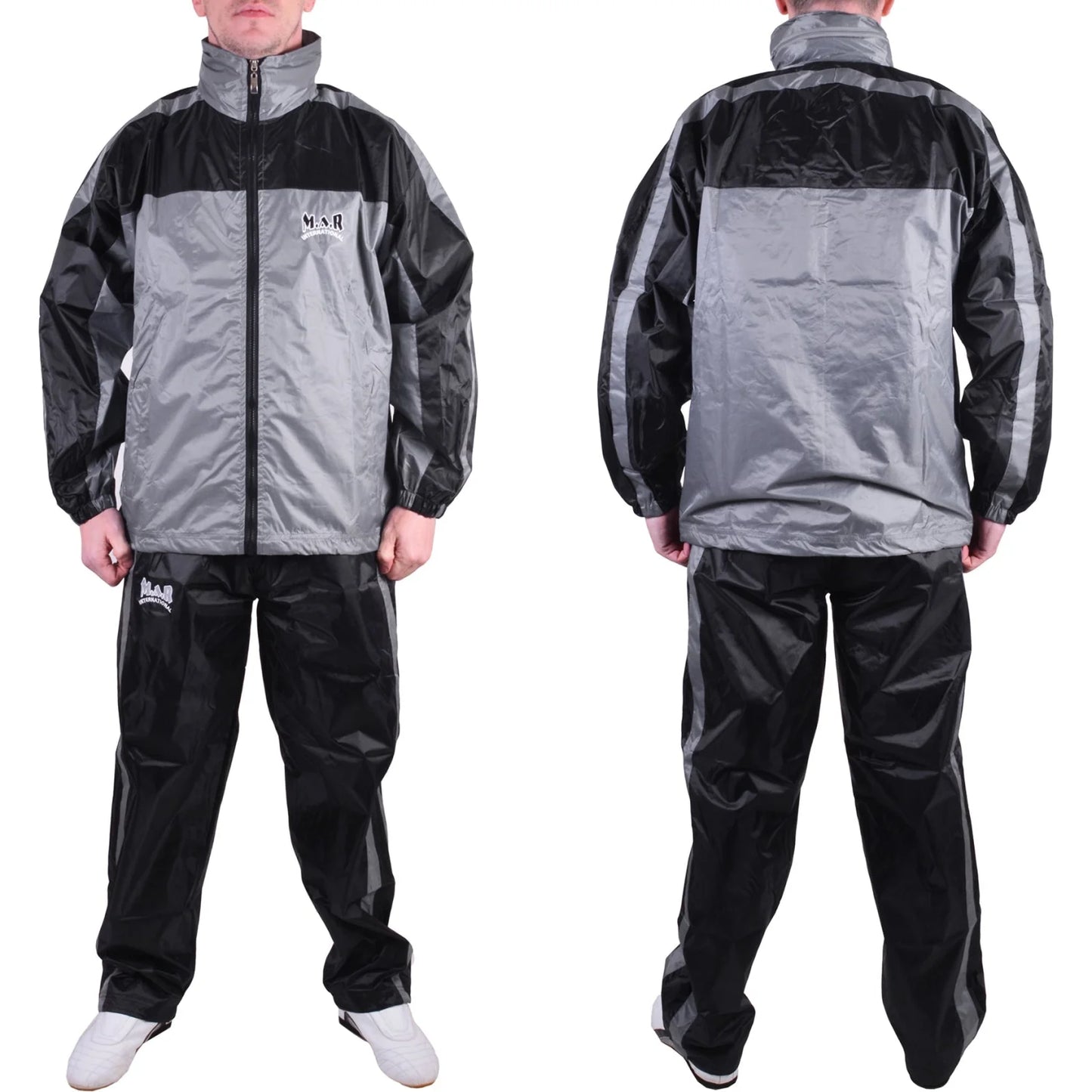 MAR-369A | Grey + Black Tracksuit (Sauna Suit/Sweatsuit) - Uniforms