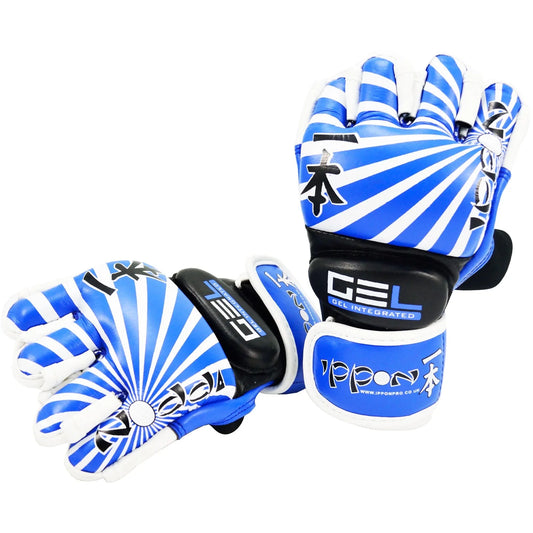 MAR-404 | Blue + White IPPON MMA Gloves - Compact Gloves