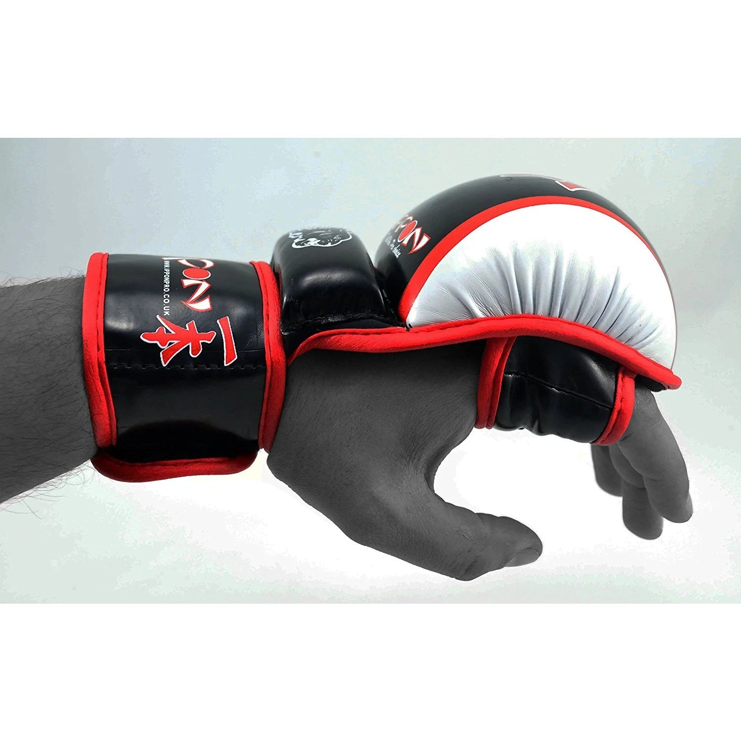 MAR-407 | Red+Black IPPON Open Finger Striking Gloves - quality-martial-arts
