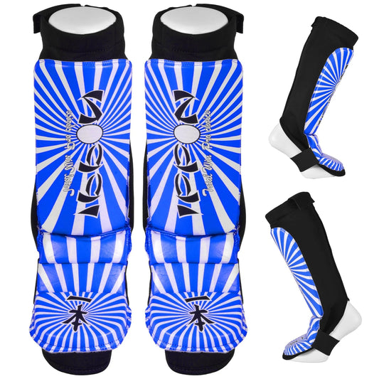 MAR-413 | IPPON Leather Shin & Instep Guard (Blue) - Pads