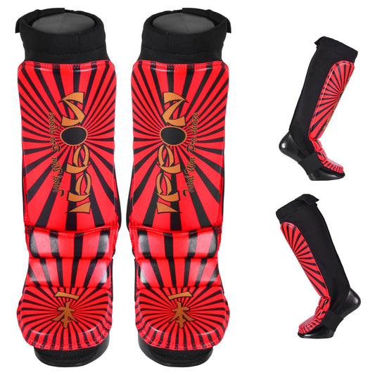 MAR-414 | IPPON Leather Shin & Instep Guard (Red) - Pads