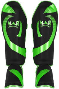 MAR-148H | Black & Green Kickboxing/Thai Boxing Shin & Instep Guards