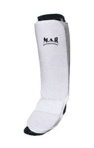 MAR-172A | White MMA Elasticated Fabric Shin & Instep Guard