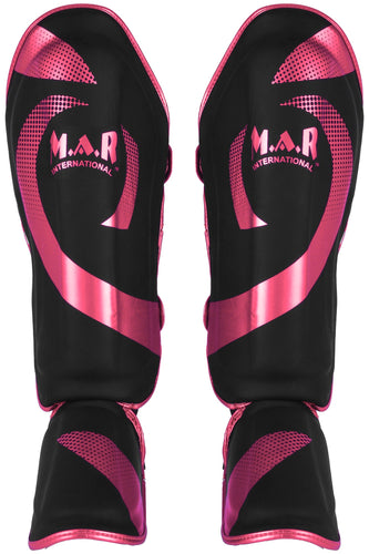 MAR-148I | Black & Pink Kickboxing/Thai Boxing Shin & Instep Guards