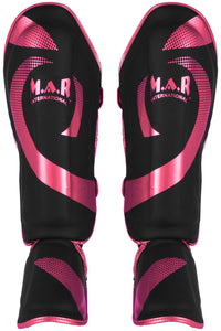 MAR-148I | Black & Pink Kickboxing/Thai Boxing Shin & Instep Guards