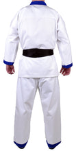 MAR-008 | White Karate Uniform w/ Blue Trim (8oz Fabric) + FREE BELT