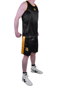 MAR-102A | Black & Yellow Boxing Shorts & Vest