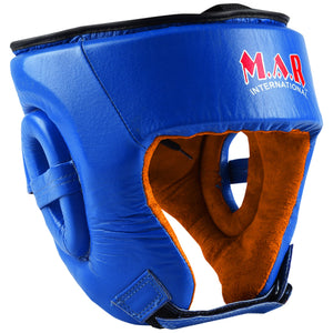 MAR-132C | Blue Genuine Cowhide Leather Head Guard For Competitions