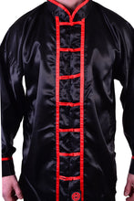 MAR-046B | Black Kung-Fu Wushu Uniform w/ Red Piping