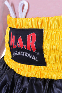 MAR-101B | Black Boxing Shorts w/ Yellow Stripes