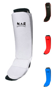 MAR-172A | White MMA Elasticated Fabric Shin & Instep Guard
