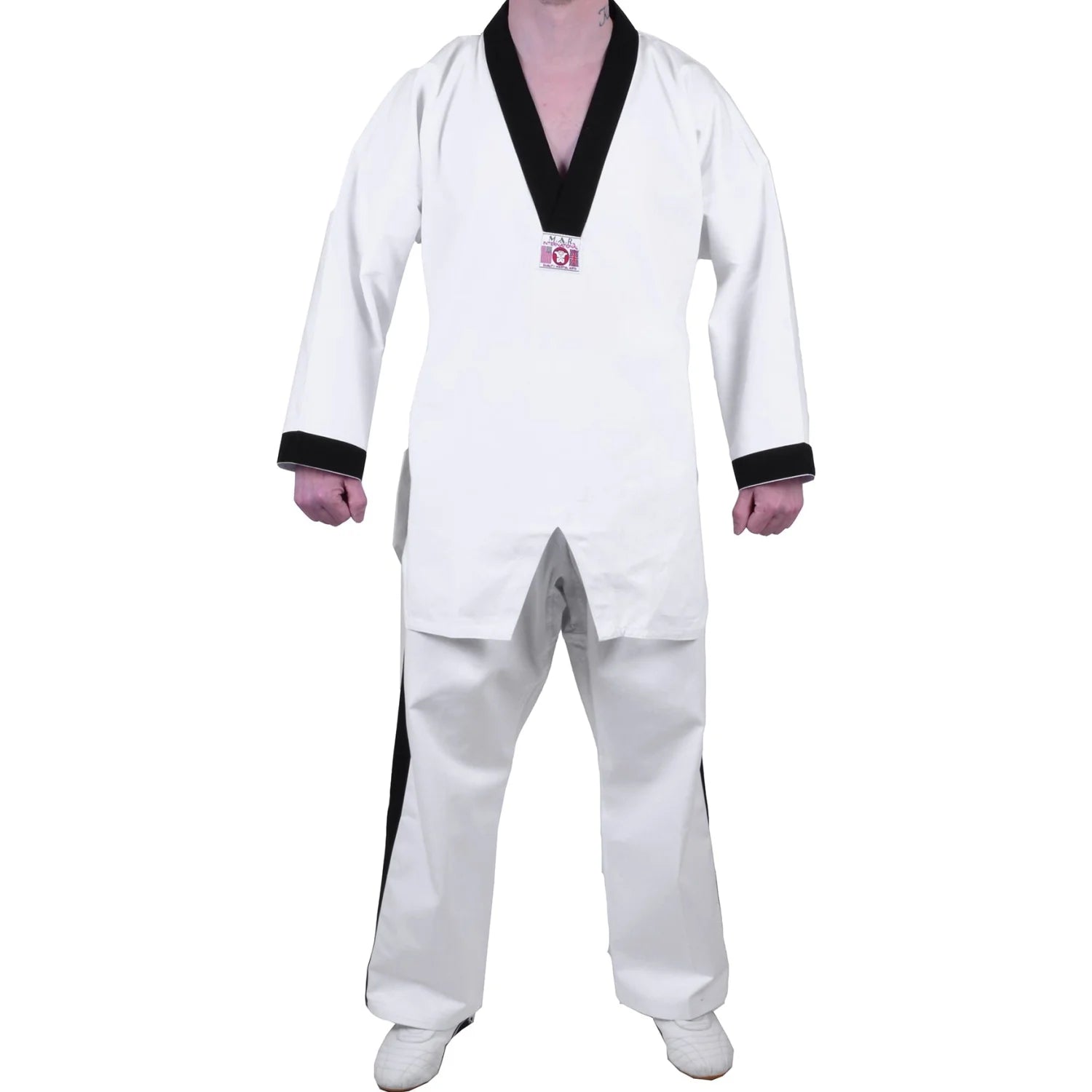 MAR-006 | White Karate & Freestyle Uniform w/ Black Trim (8oz Fabric) - Uniforms