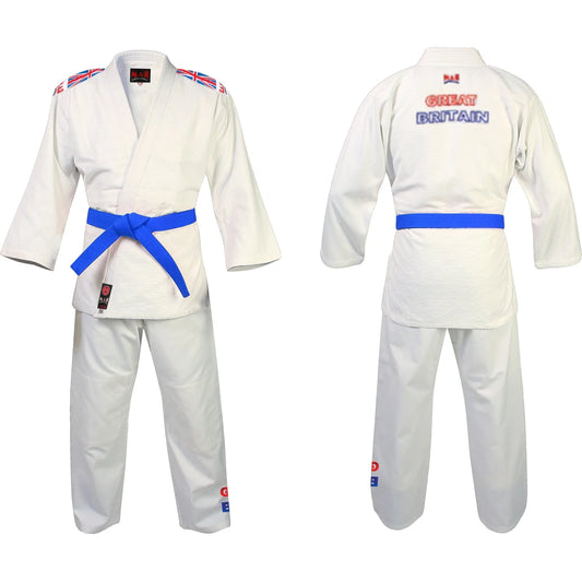MAR-027 | White Great Britain Styled Judo/Jiu-Jitsu Competition Uniform + FREE BELT - Uniforms