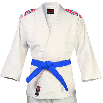 MAR-027 | White Great Britain Styled Judo/Jiu-Jitsu Competition Uniform + FREE BELT - Uniforms