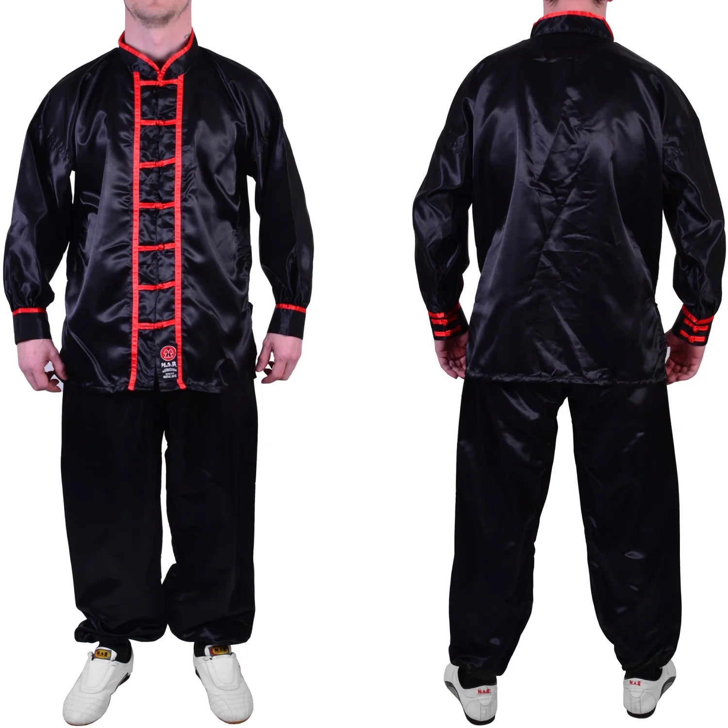 MAR-046B | Black Kung-Fu Wushu Uniform w/ Red Piping - Uniforms