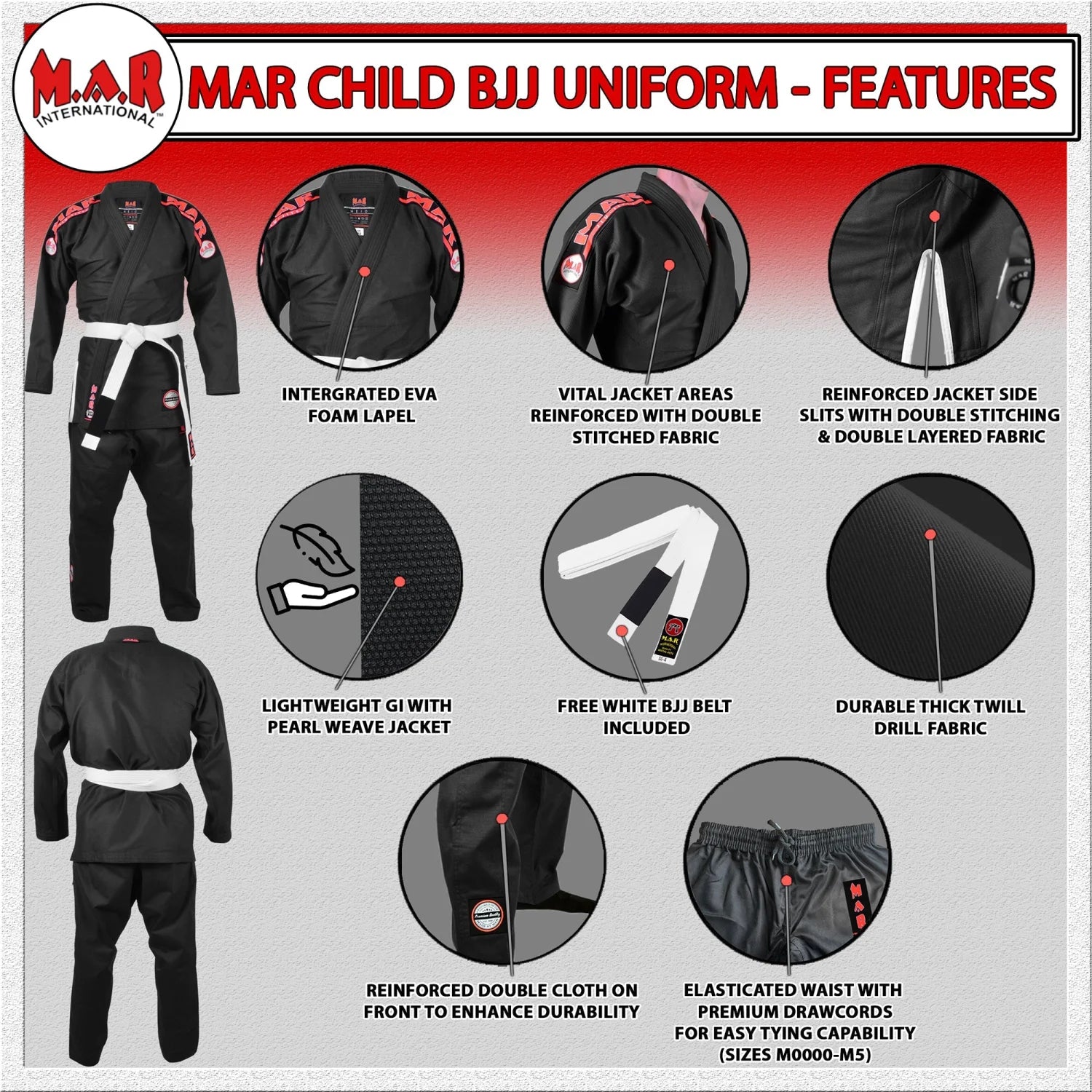 MAR-061B | Black Brazilian Jiu-Jitsu Uniform - Uniforms