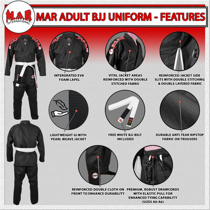 MAR-061B | Black Brazilian Jiu-Jitsu Uniform - Uniforms