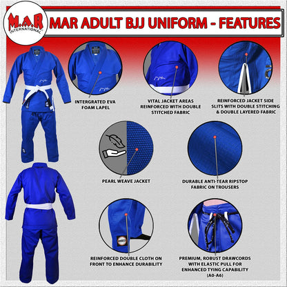 MAR-064B | Blue Brazilian Jiu-Jitsu Uniform - 480gsm - Uniforms