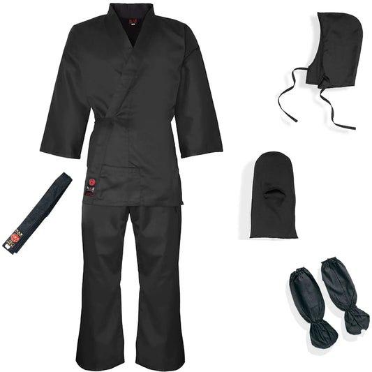 MAR-068 | Ninja Uniform & Kit (Featuring Hood Face Mask & Hidden Pockets) + FREE BELT - Uniforms