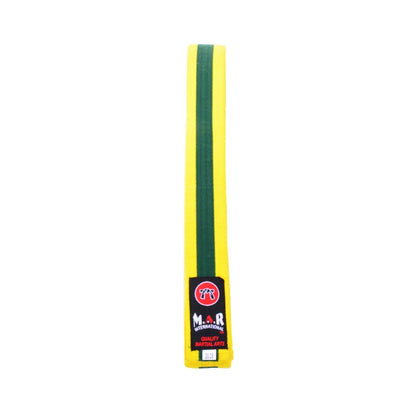 MAR-076 | Coloured Striped Grading Belts (A-J) - (B) Yellow & Green / 250cm / Wholesale - Belts