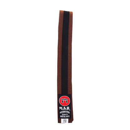 MAR-076 | Coloured Striped Grading Belts (A-J) - (F) Brown & Black / 250cm / Wholesale - Belts
