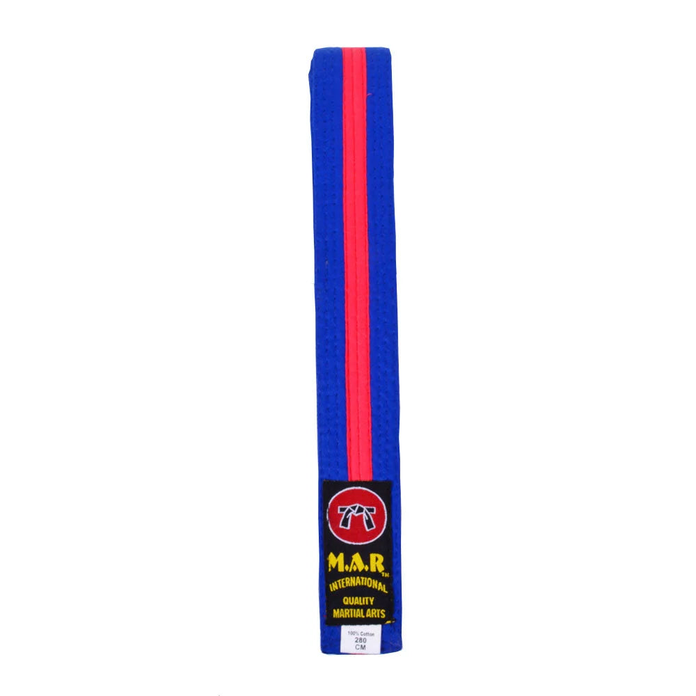 MAR-076 | Coloured Striped Grading Belts (A-J) - (G) Blue & Red / 250cm / Wholesale - Belts