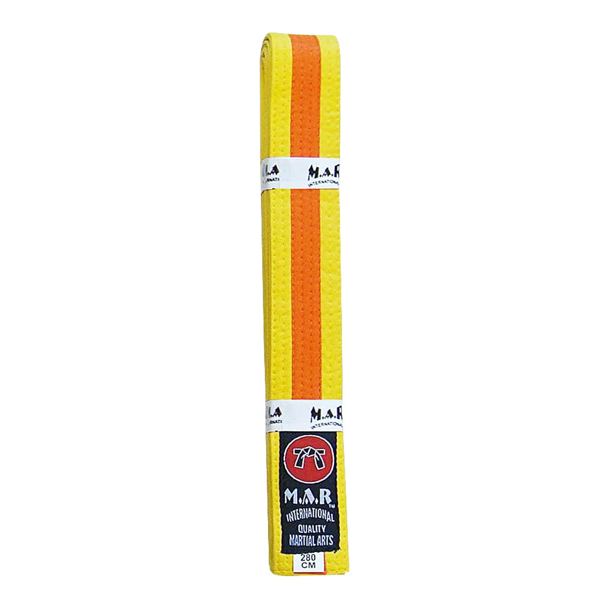 MAR-076 | Coloured Striped Grading Belts (A-J) - (H) Yellow & Orange / 250cm / Wholesale - Belts