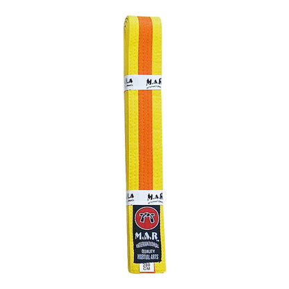 MAR-076 | Coloured Striped Grading Belts (A-J) - (H) Yellow & Orange / 250cm / Wholesale - Belts