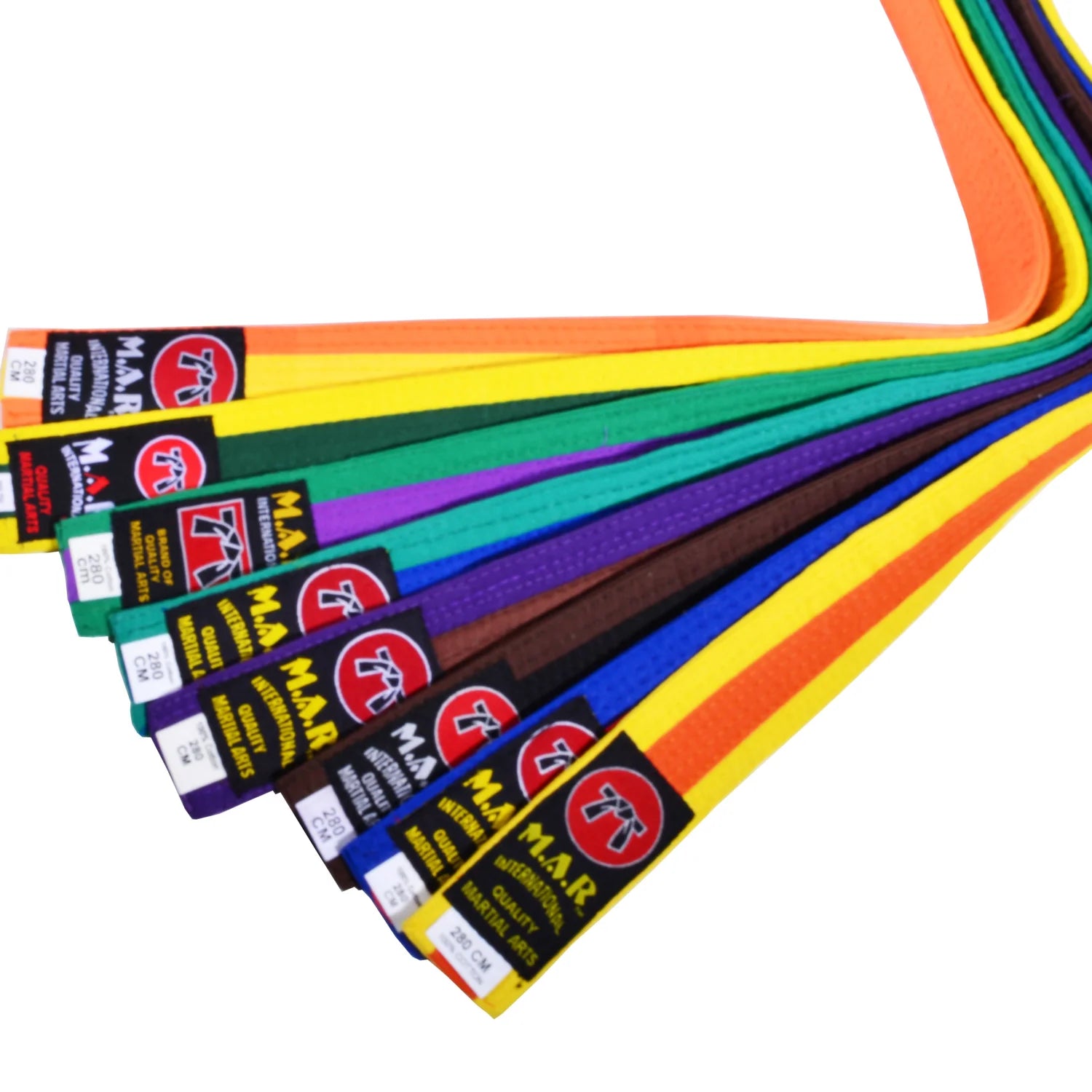 MAR-076 | Coloured Striped Grading Belts (K-T) - Belts