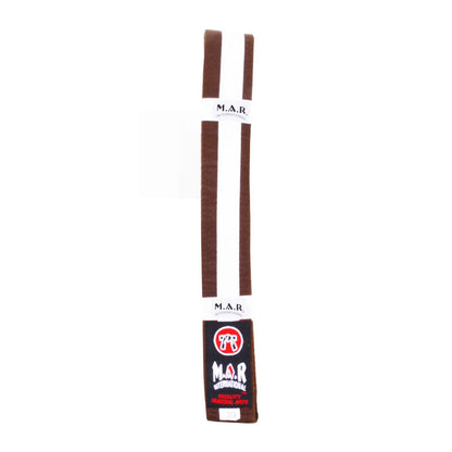 MAR-076 | Coloured Striped Grading Belts (K-T) - (M) Brown & White / 250cm / Wholesale - Belts
