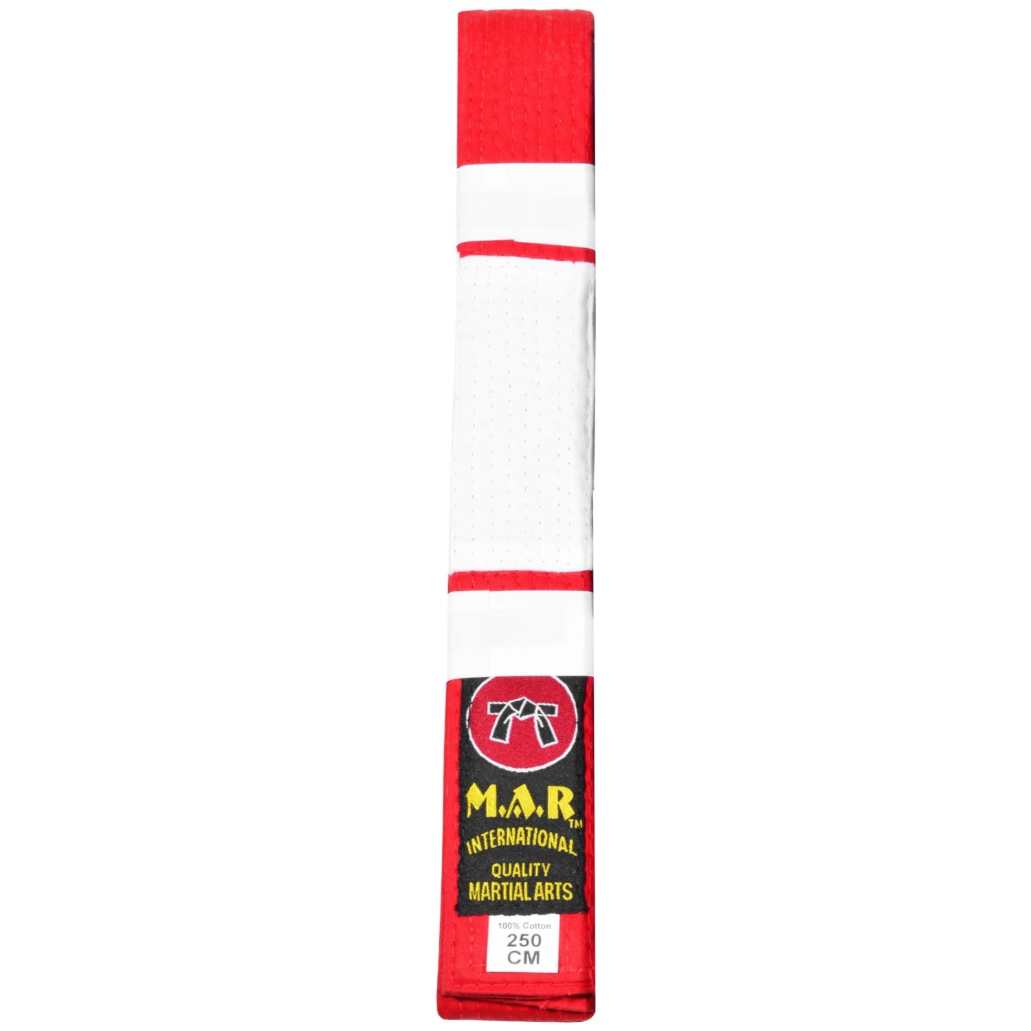 MAR-080 | Block Stripe Colour Rank Belts (A-D) - Wholesale / (A) Red/White Block / 250 - Belts