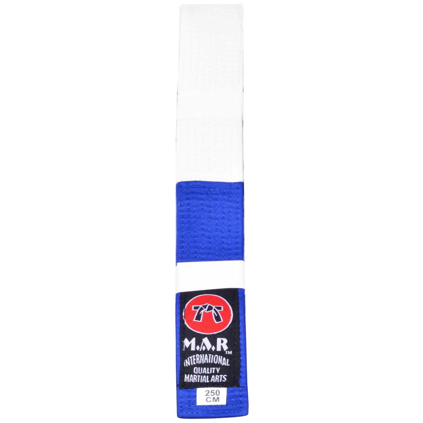 MAR-080 | Block Stripe Colour Rank Belts (A-D) - Wholesale / (B) Blue/White Block / 250 - Belts
