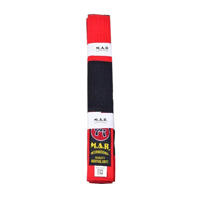MAR-080 | Block Stripe Colour Rank Belts (A-D) - Wholesale / (C) Black/Red Block / 250 - Belts