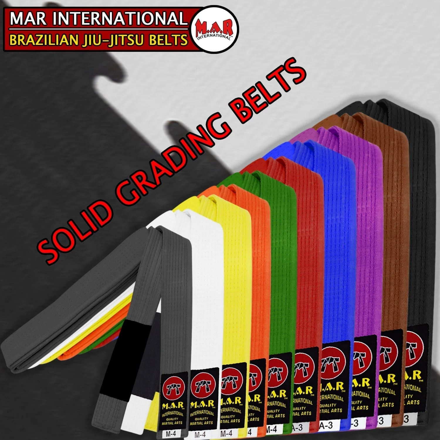 MAR-082 | Brazilian Jiu-Jitsu Ranking Belts Size A1 to A4 (Adult Sizes) - Belts