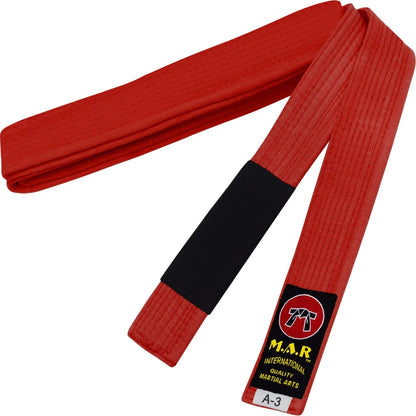 MAR-082 | Brazilian Jiu-Jitsu Ranking Belts Size A1 to A4 (Adult Sizes) - Red (B) / A1 / Wholesale - Belts