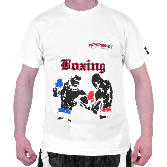 MAR-084B | White Round-Neck Boxing T-Shirt - T-Shirts