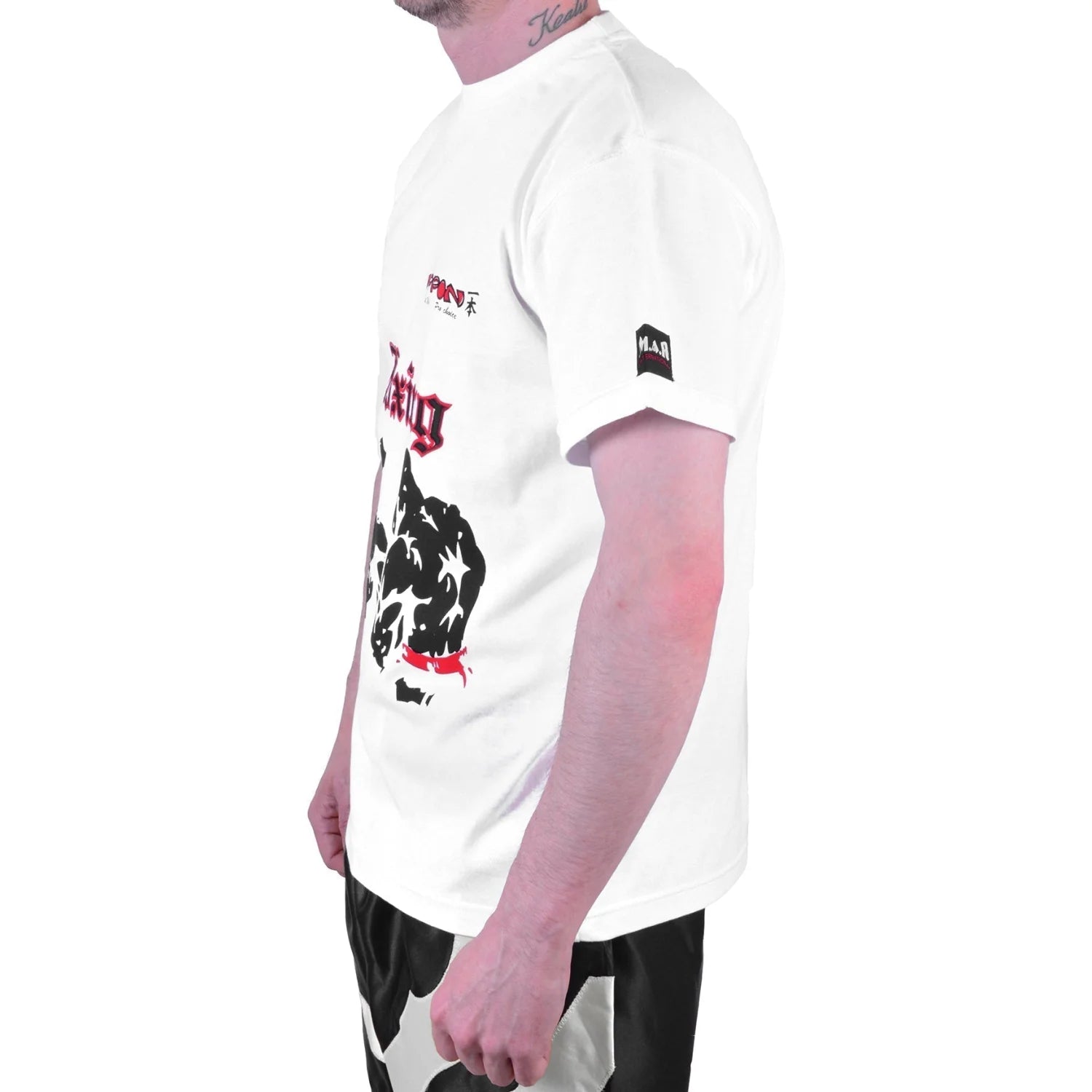 MAR-084B | White Round-Neck Boxing T-Shirt - T-Shirts