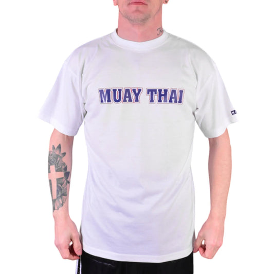 MAR-084B | White Round-Neck Muay Thai T-Shirt (OD) - T-Shirts