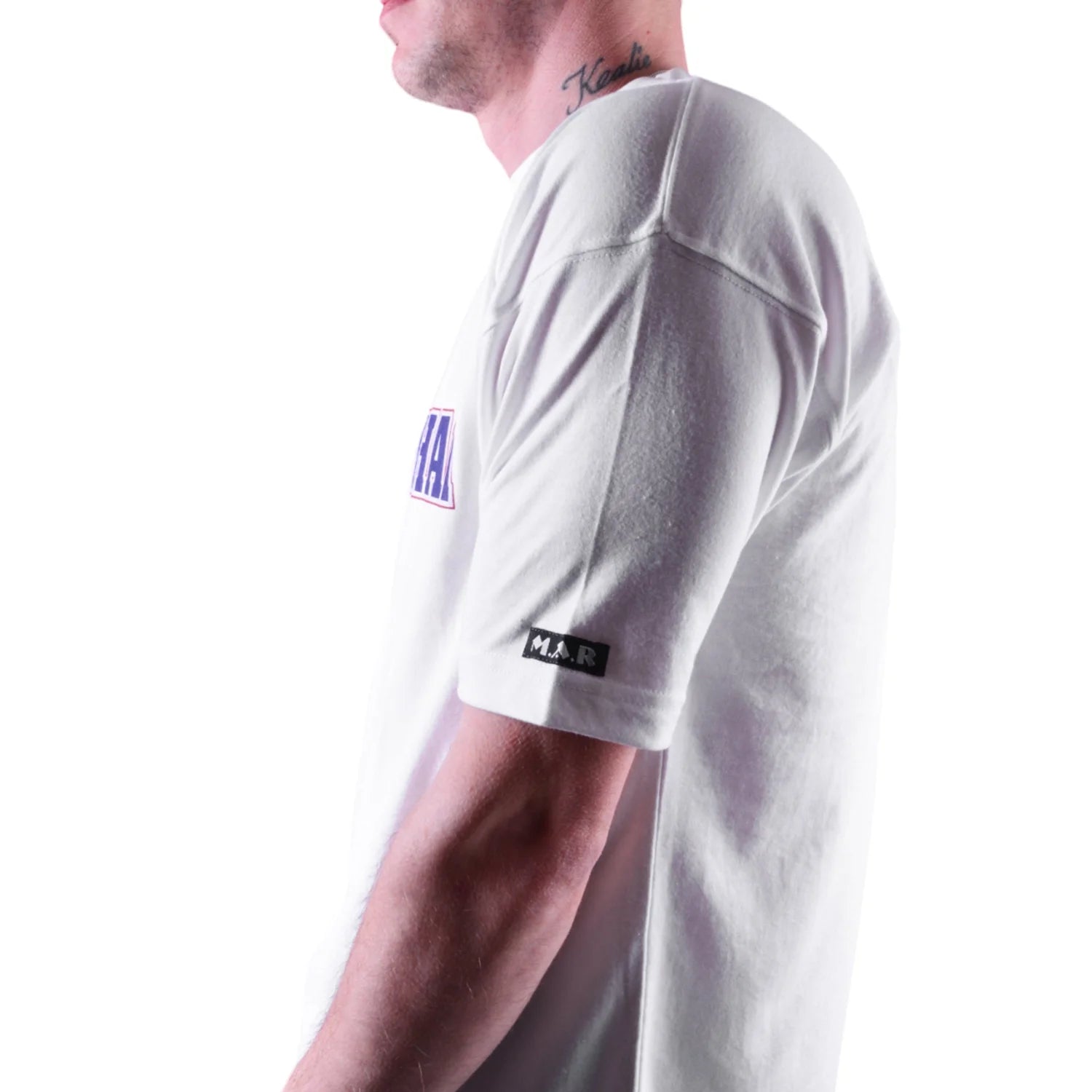 MAR-084B | White Round-Neck Muay Thai T-Shirt (OD) - T-Shirts