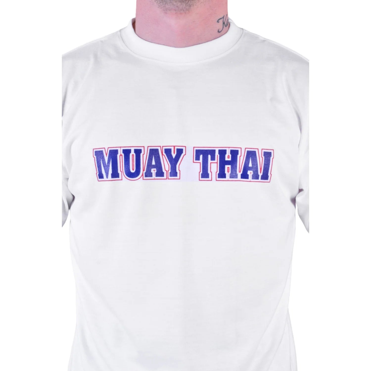 MAR-084B | White Round-Neck Muay Thai T-Shirt (OD) - T-Shirts