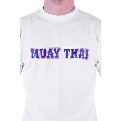 MAR-084B | White Round-Neck Muay Thai T-Shirt (OD) - T-Shirts