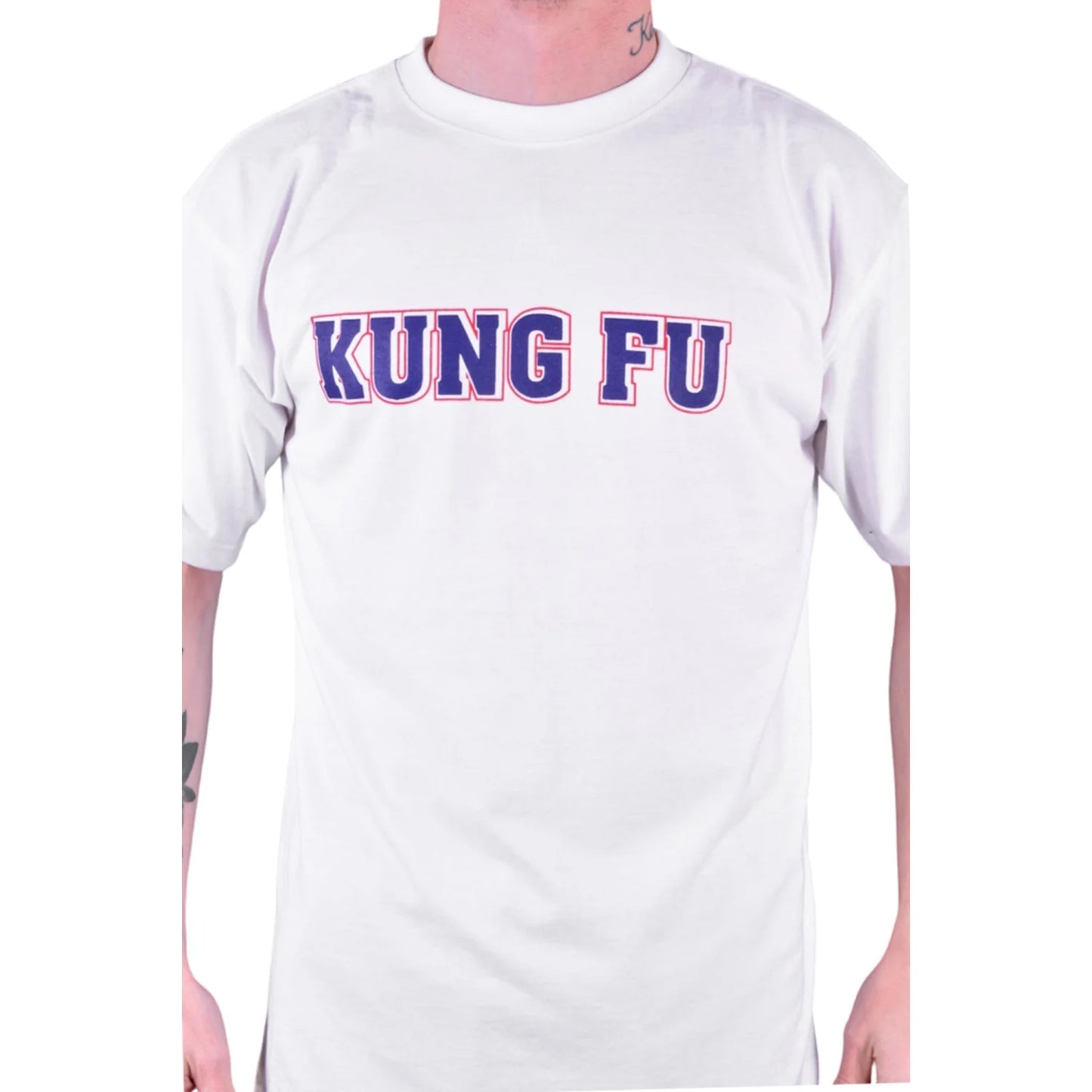 MAR-084C | White Round-Neck Kung Fu T-Shirt (OD) - T-Shirts