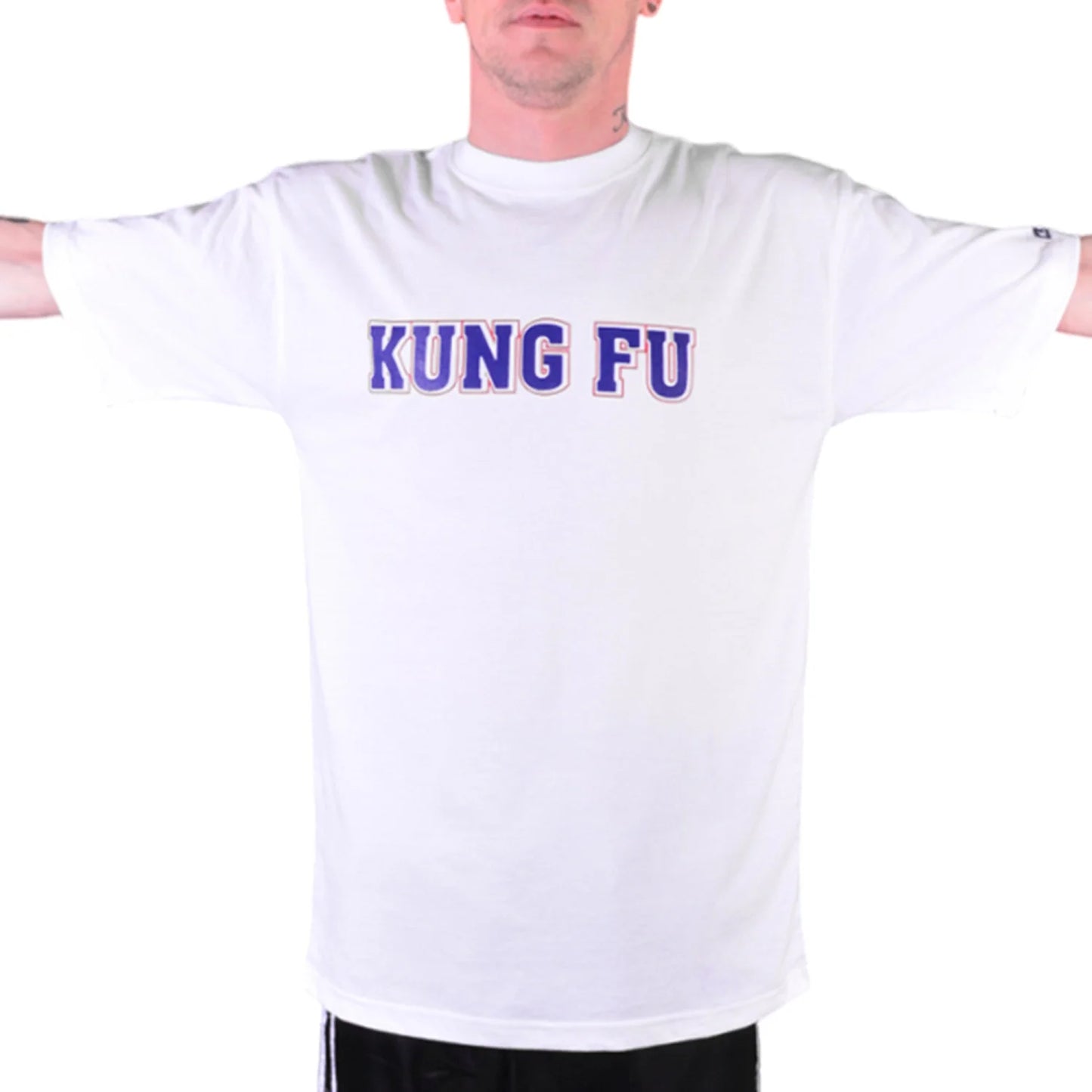 MAR-084C | White Round-Neck Kung Fu T-Shirt (OD) - T-Shirts