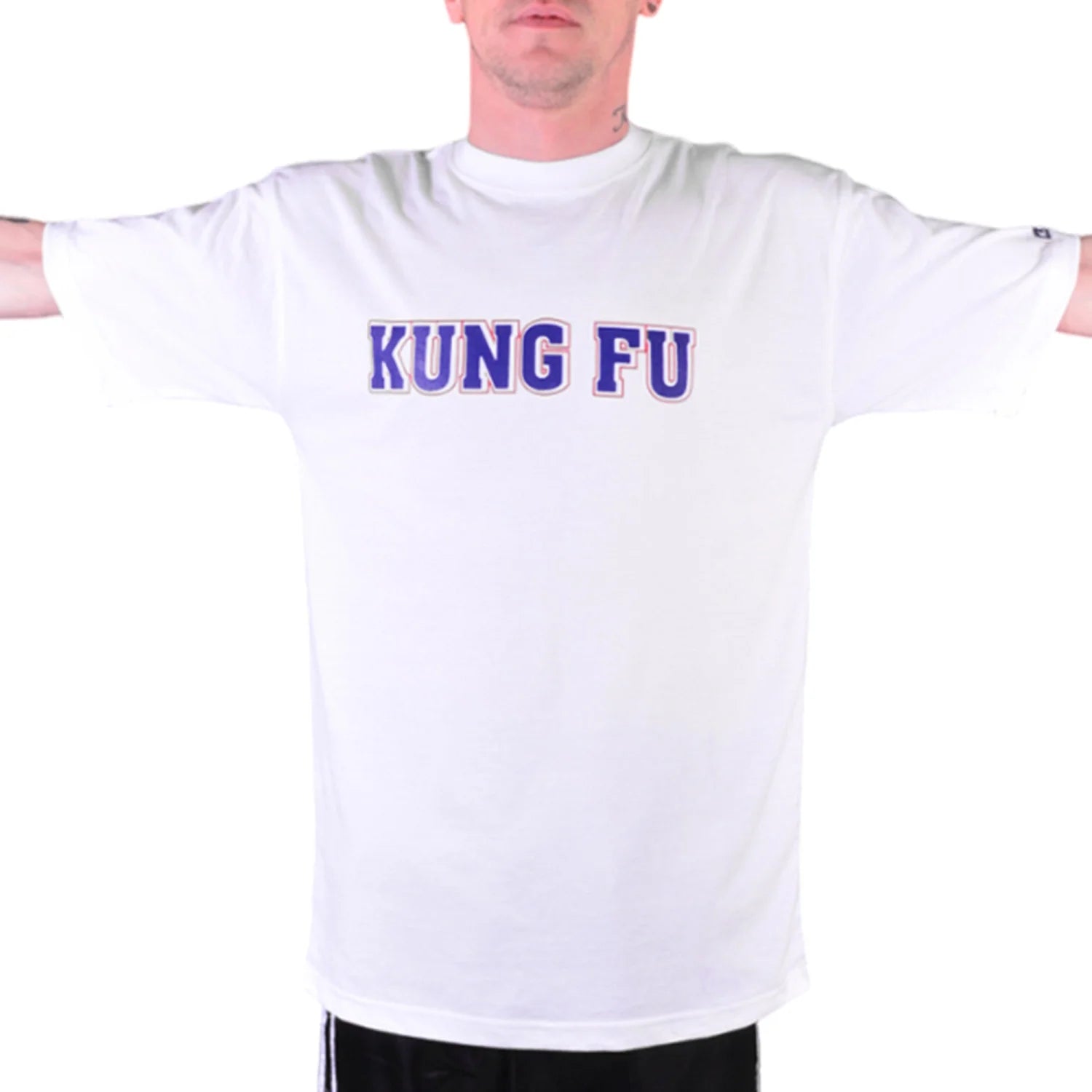 MAR-084C | White Round-Neck Kung Fu T-Shirt (OD) - T-Shirts