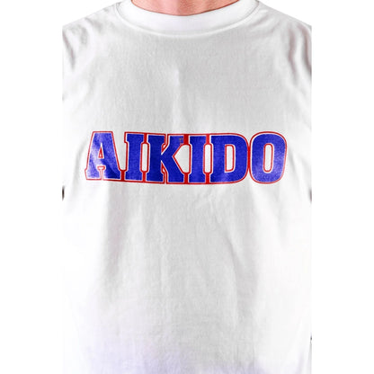 MAR-084E | White Round-Neck Aikido T-Shirt (OD) - T-Shirts